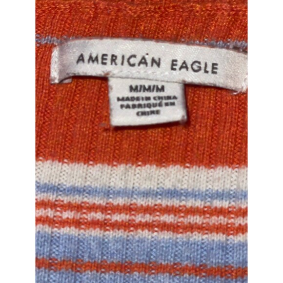 American Eagle Maxi/Midi Dress Striped Ribbed Orange And Blue Size M - Picture 4 of 4